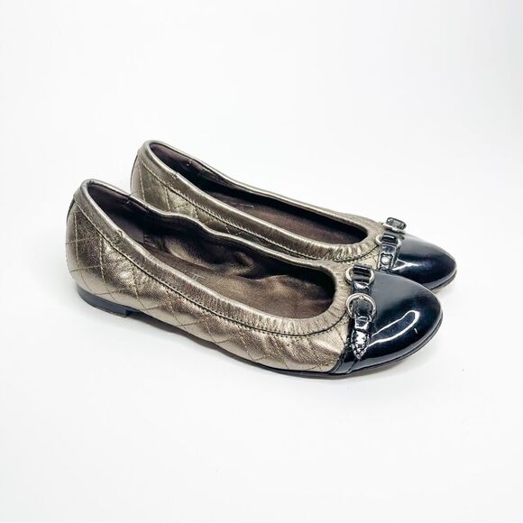 🍋 AGL Attilio Giusti Leombruni • Quilted Leather Cap Toe Ballet Flats Size 36EU - Picture 1 of 9
